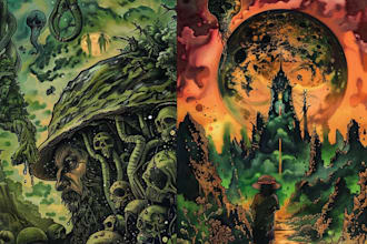 draw stoner rock, heavy metal, psychedelic art