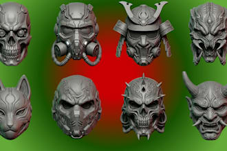 design 3d mask halloween mask cosplay armor oni mask anime mask for 3d printing