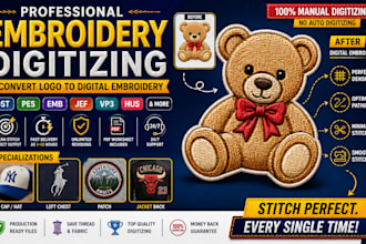 convert logo to digital embroidery digitalizing dst pes jef emb 3d puff