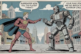 create vintage retro comic book illustration style
