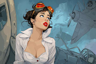 create rockabilly and vintage pin up girl digital art