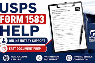 assist with usps form 1583 and remote online notary document prep USA florida