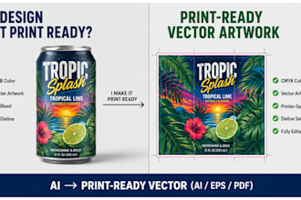 vectorize your ai packaging can, beer and cpg labels to print ready vector files