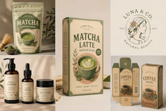 design eco skincare, matcha branding, vintage, retro and fmcg product packaging