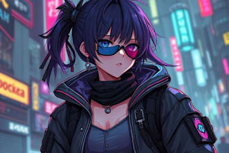 create a high quality cyberpunk character illustration for you