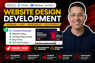 develop build odoo website design webflow hubspot landing page framer website