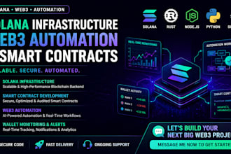 develop solana blockchain infrastructure, web3 backend, wallet monitoring system