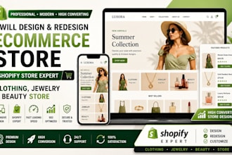design and redesign ecommerce store shopify clothing jewelry and beauty store