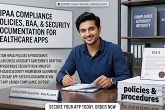 create hipaa compliance policies baa and security docs for healthcare apps