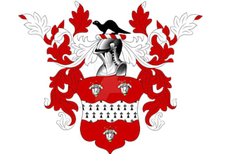 heraldic, modern luxury logo with hand drawing