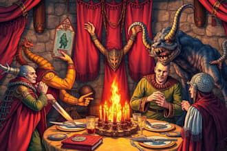 create a professional tabletop rpg dnd party illustration for you
