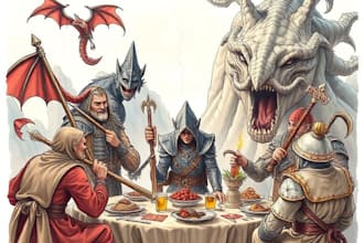 make a custom fantasy dnd party illustration for tabletop rpg players