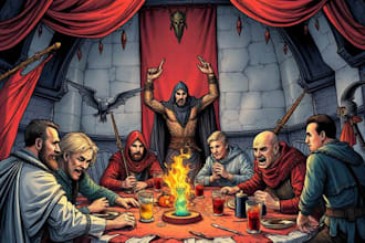 design a professional rpg party illustration for dungeons and dragons