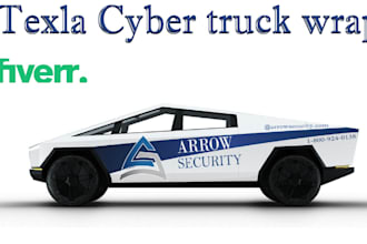 do professional tesla cyber truck wrap design, vehicle wrap, any truck, warp