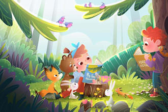 illustrate animals and characters for childerns books