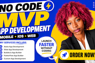 build no code app, bubble io, adalo, glide, flutterflow, lovable mvp developer