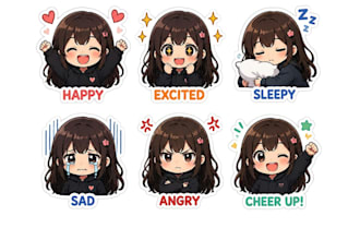 design kawaii reaction stickers