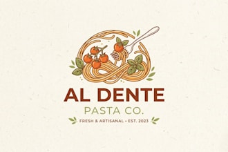 design a delicious and modern pasta logo for your food brand