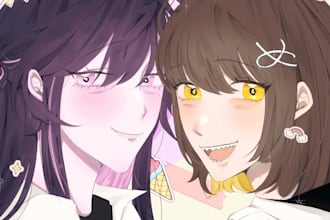 draw a korean, japanese anime style character illustration