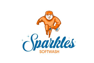 design fun cartoon cleaning service logo