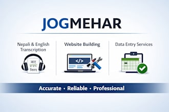 transcription services, website building, and data entry
