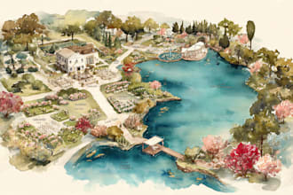 do custom watercolor wedding map
