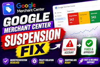 fix google merchant center suspension and misrepresentation