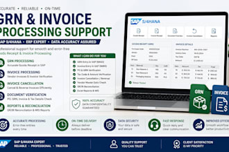 provide grn and invoice processing support in sap and excel