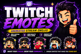 design custom twitch emotes and animated stream emojis for streamers