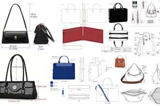 design professional handbag luggage bag backpack tech packs with drawings