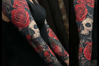make a custom tattoo sleeve art as you want
