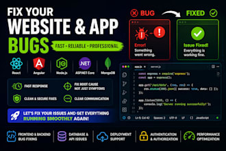 fix bugs errors and deployment issues in react angular asp net core mern apps