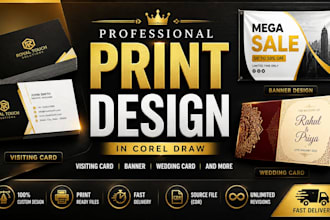 visiting cards, banners, and print designs in coreldraw