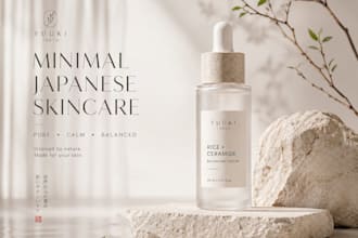 create minimalist japanese skincare ads
