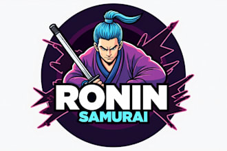 design unique ronin samurai mascot logo with unlimited revision