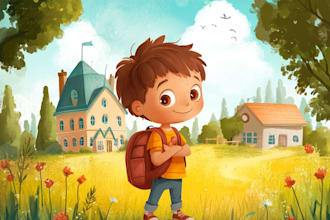 draw watercolor illustrations and children book illustration