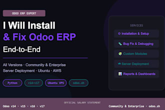 install, customize and fix odoo erp with module development and bug fixing