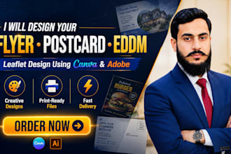 design professional flyer, postcard, eddm, handout, leaflet,and brochure