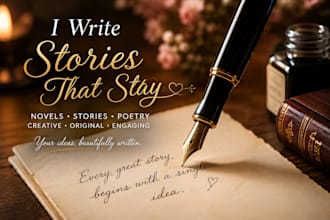 write novels,emotional poetry, short stories for you