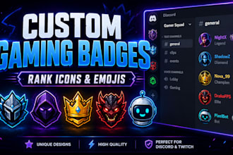 design custom gaming badges icon and emojis