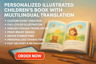create a personalized illustrated childrens book with multilingual translation
