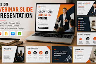 design webinar slide, powerpoint online course presentation google slide keynote