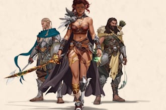 draw dnd character design and illustration