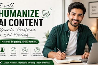 humanize ai content, rewrite, proofread, and edit writing