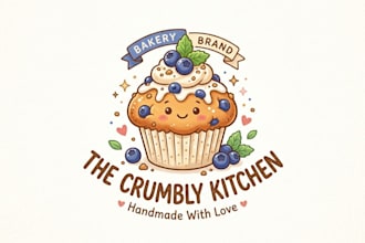 design a cute and delicious muffin logo for your bakery brand