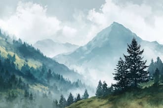 draw watercolor landscape art