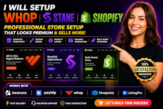 setup whop store, freebie design, payhip,gumroad, beacons ai