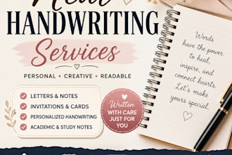 provide neat cursive handwriting for notes devotionals and articles