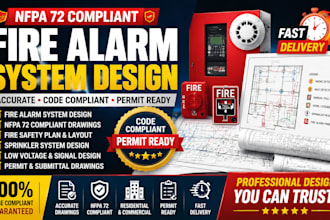 design fire alarm system, nfpa 72 compliant drawings, fire safety plan, autocad