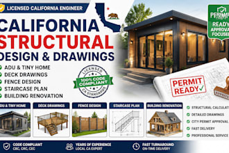 licensed california structural design adu tiny home deck drawings fence design